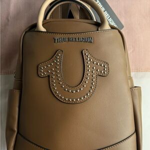 True Religion Tan Backpack with Studded Embellishments